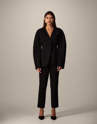 ARRANGE - Elegante Hose in Schwarz mit schmalem Bein und Strassverzierung, Kombiteil