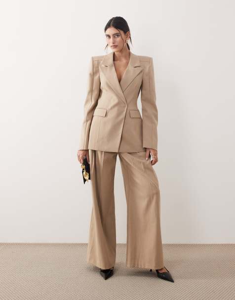 ARRANGE – Elegante Hose in Steinbeige mit weitem Bein und Bundfalten, Kombiteil - view 1