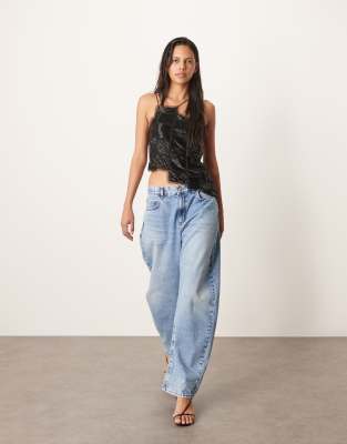Arrange Embellished Asymmetric Top With Raw Edges