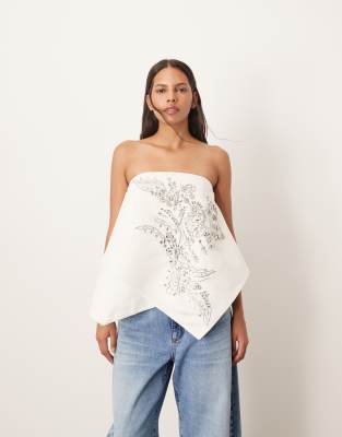 [ARRANGE] ARRANGE embellished bandeau square cut top in white 14 WHITE