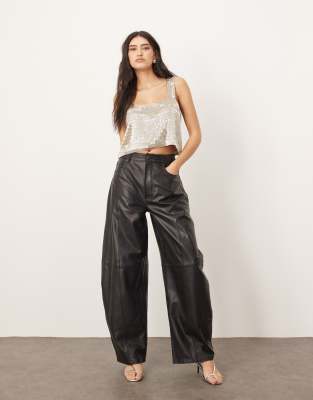 ARRANGE EMBELLISHED BEADED SQUARE NECK BOXY CROP TOP 
