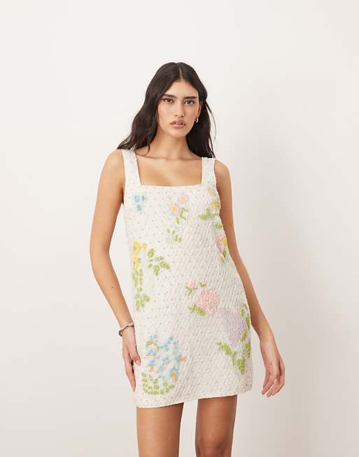 white floral dresses Listicle Women's Flower Fields Tiered Midi Dress in Lime Lush Women's Just Like Spring White