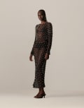 [ARRANGE] ARRANGE embellished mesh long sleeve maxi dress in black 12 Black