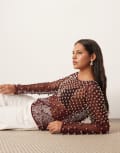 [ARRANGE] ARRANGE embellished mesh long sleeve top in dusky pink-Purple 6 Dusky Pink