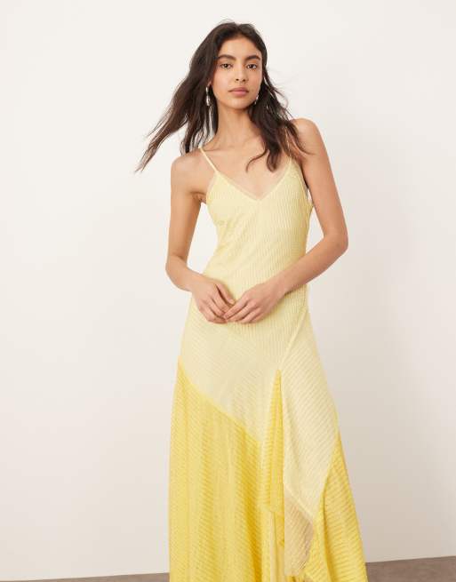 ARRANGE embellished ombre cut about maxi slip dress in yellow