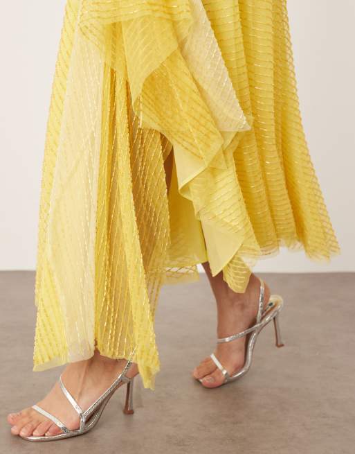 ARRANGE embellished ombre cut about maxi slip dress in yellow