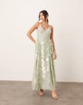 [ARRANGE] ARRANGE embellished sequin cami midi dress with full skirt in seafoam green 14 Seafoam green