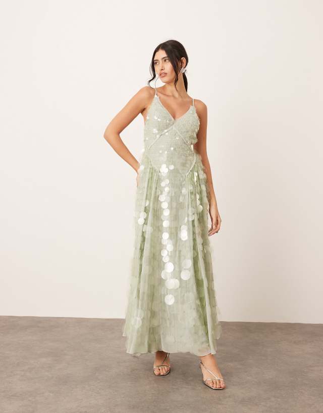 asos sequin dress EDITION stacked multi loose fit mini in grey quality polyester ARRANGE embellished sequin cami midi