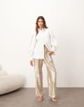 [ARRANGE] ARRANGE embellished sequin tailored straight leg pants in cream-White 6 Cream