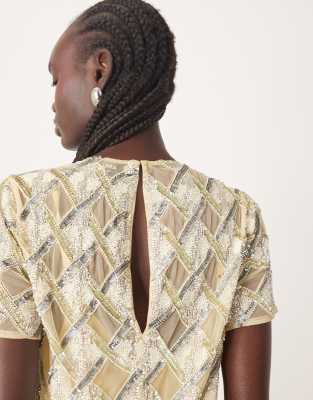 Arrange Embellished T-shirt Mini Dress In Gold