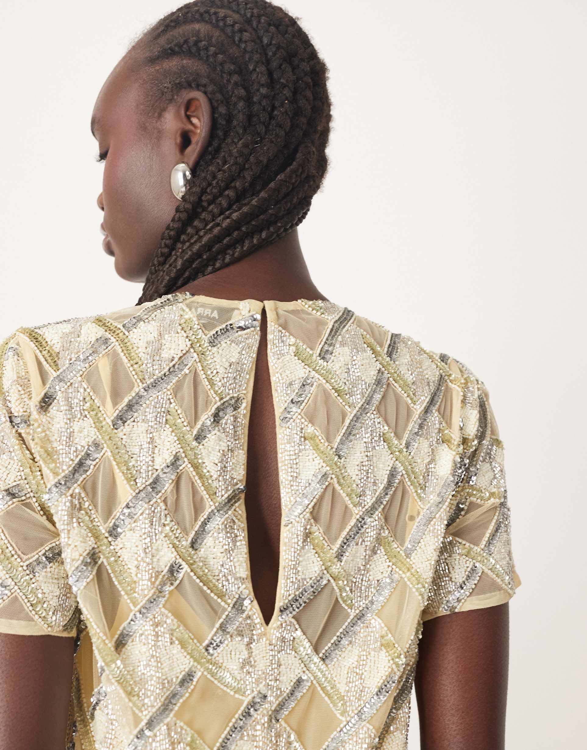 arrange embellished t-shirt mini dress in gold