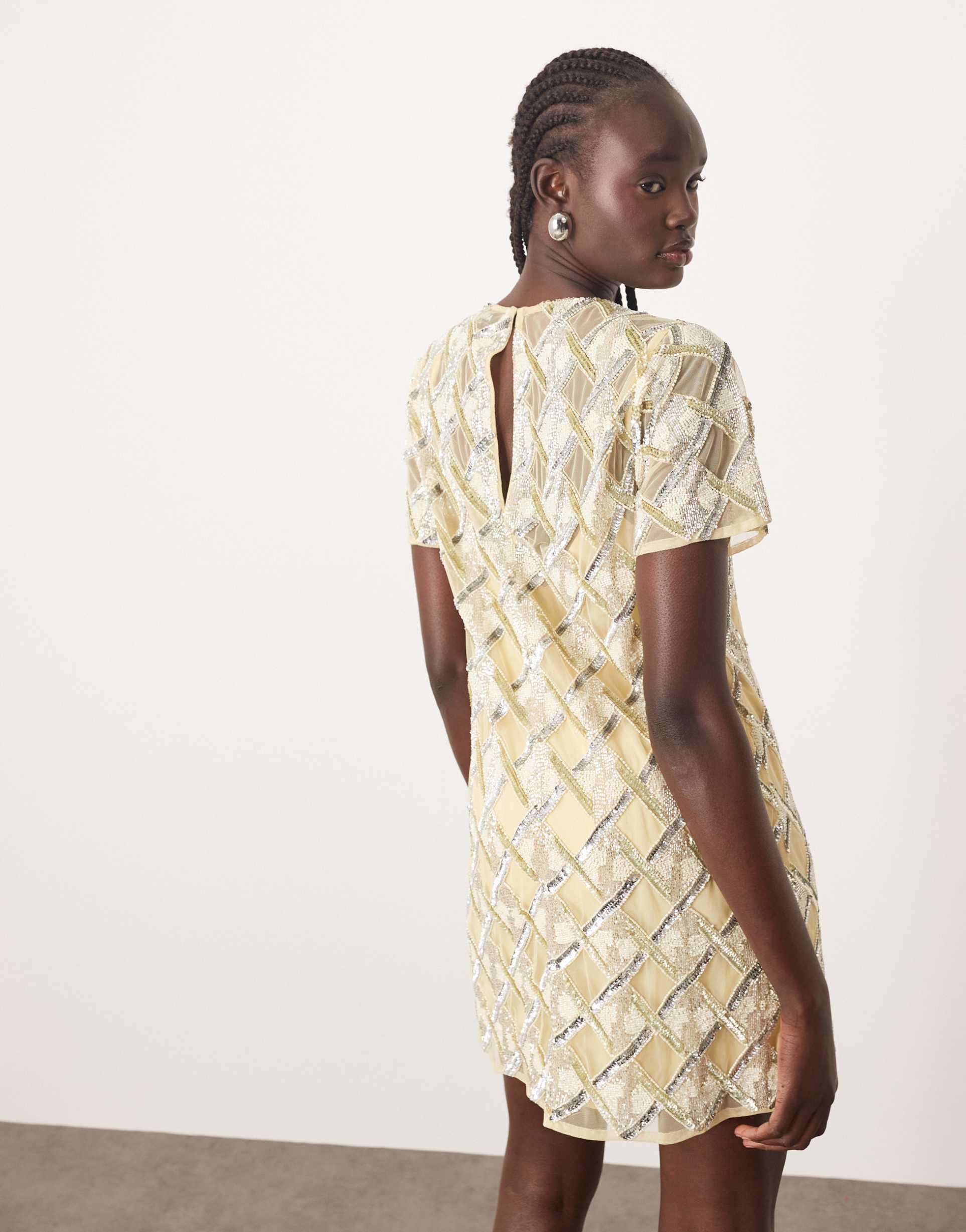arrange embellished t-shirt mini dress in gold