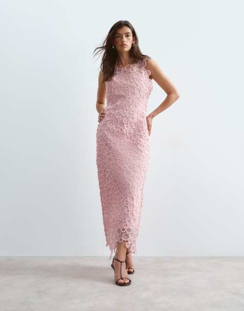 ARRANGE embroidered circle slip maxi dress in pink
