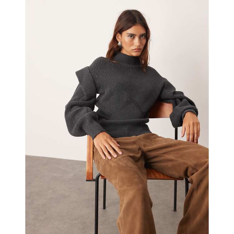 ARRANGE engineered knit sculpted sweater with shoulder detailing