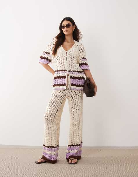 ARRANGE - Ensemble pantalon et chemise en maille - Crème - view 1