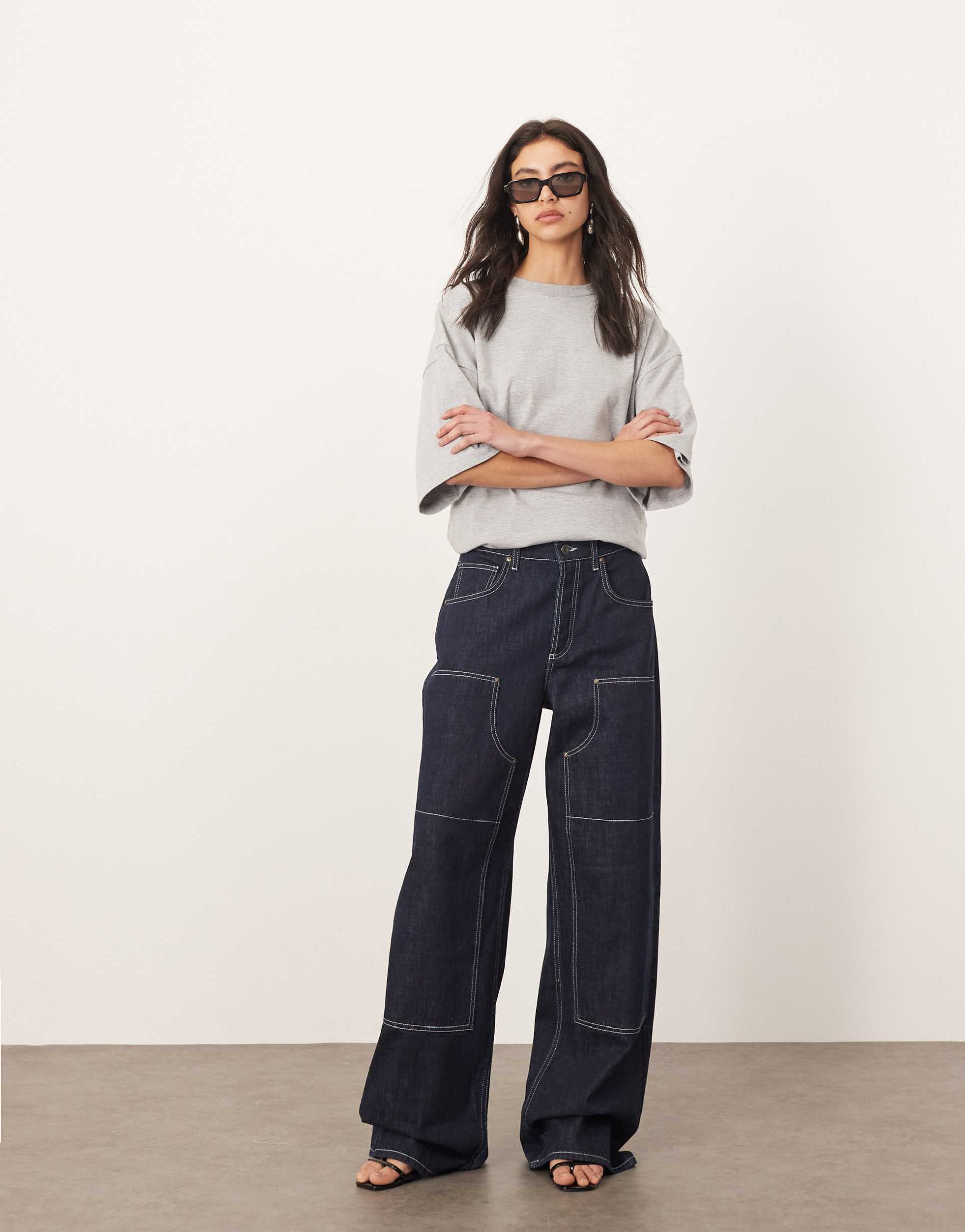 arrange ezra denim low rise slouchy carpenter jeans in indigo