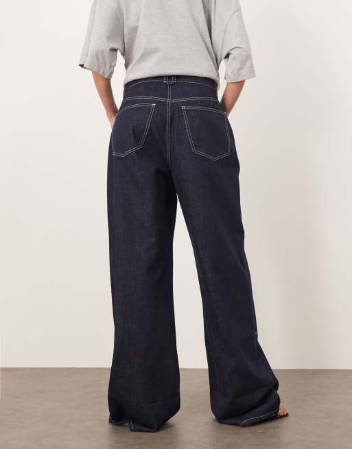 ARRANGE - Ezra - Jean charpentier large à taille basse en denim - Indigo, 4 de 5