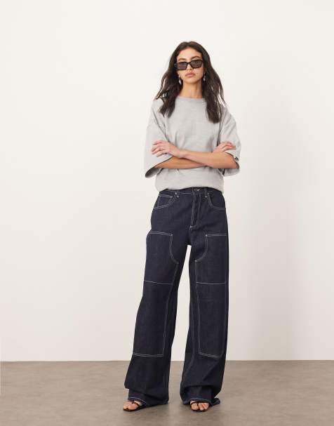 ARRANGE ezra denim low rise slouchy carpenter jean in indigo