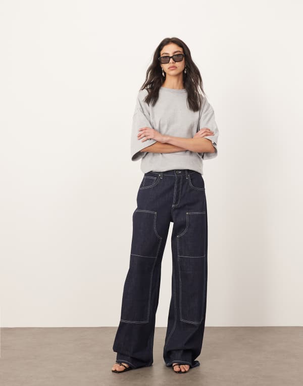 ARRANGE - Ezra - Locker sitzende Carpenter-Jeans aus Denim in Indigoblau mit tiefem Bund