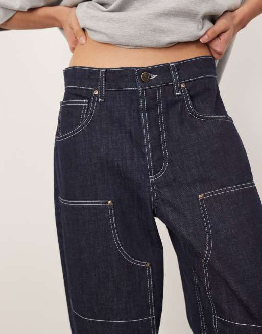 ARRANGE - Ezra - Ruimvallende denim timmermansjeans met lage taille in indigo, 3 van 5