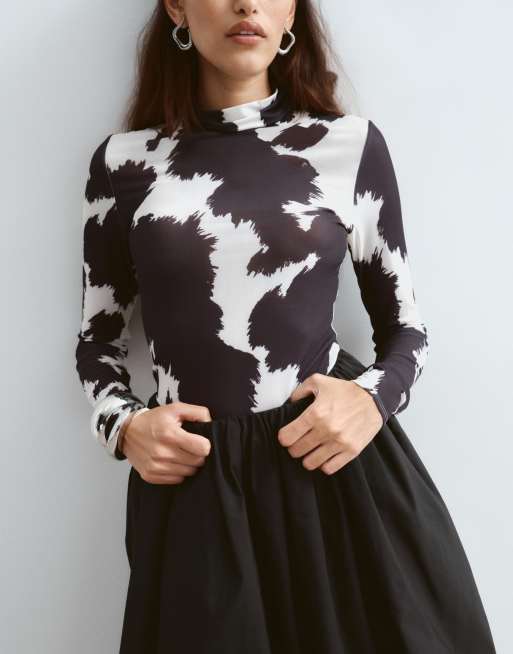 ARRANGE - falda midi burbuja negra, 3 de 5