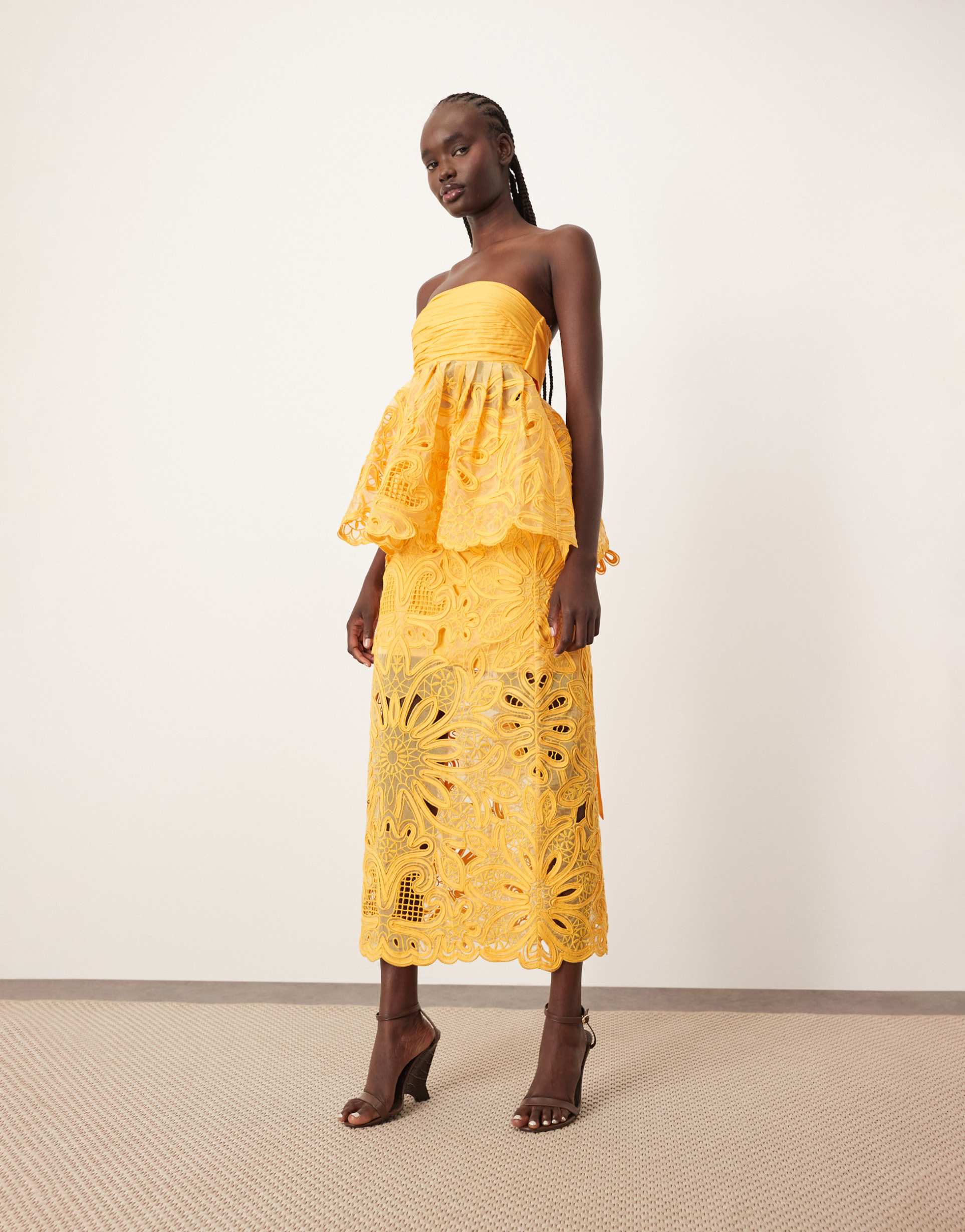 arrange floral cornelli column midi skirt in mandarin - part of a set