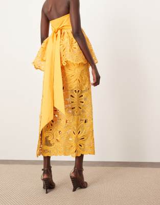 ARRANGE floral cornelli column midi skirt in mandarin - part of a set