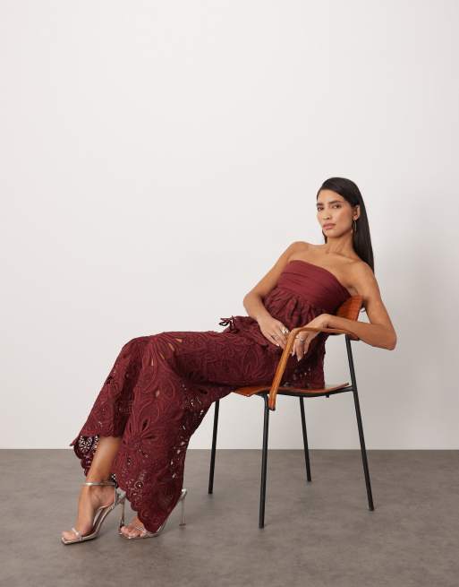 ARRANGE floral cornelli column midi skirt in merlot - part of a set