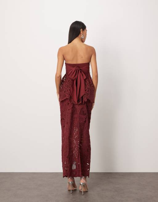 ARRANGE floral cornelli column midi skirt in merlot - part of a set