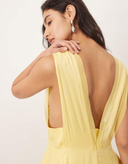 ARRANGE floral embroidered sleeveless midi dress with side splits in yellow