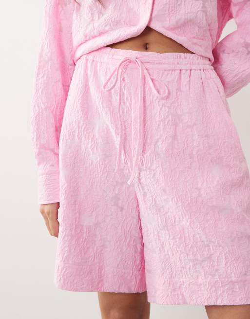ARRANGE floral jacquard short co-ord in pink, 2 of 5