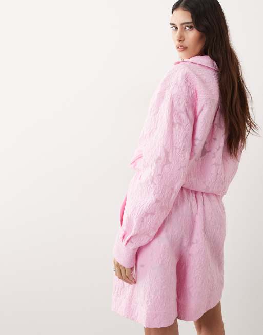ARRANGE floral jacquard short co-ord in pink, 4 of 5