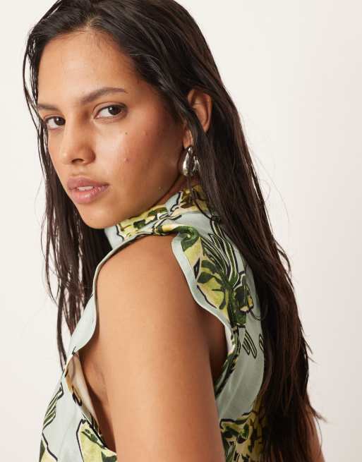 ARRANGE floral print and stripes sleeveless cowl neck maxi dress