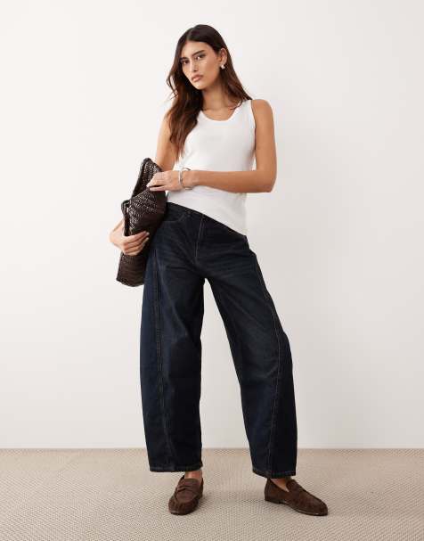 ARRANGE Franklyn seam detail barrel jean in indigo