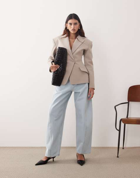 ARRANGE Franklyn seam detail barrel jean in light wash - view 1