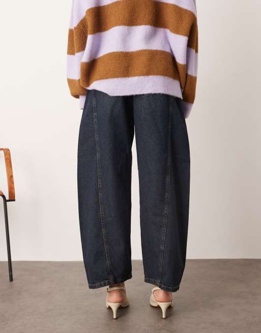 ARRANGE Franklyn seam detail barrel jeans in indigo