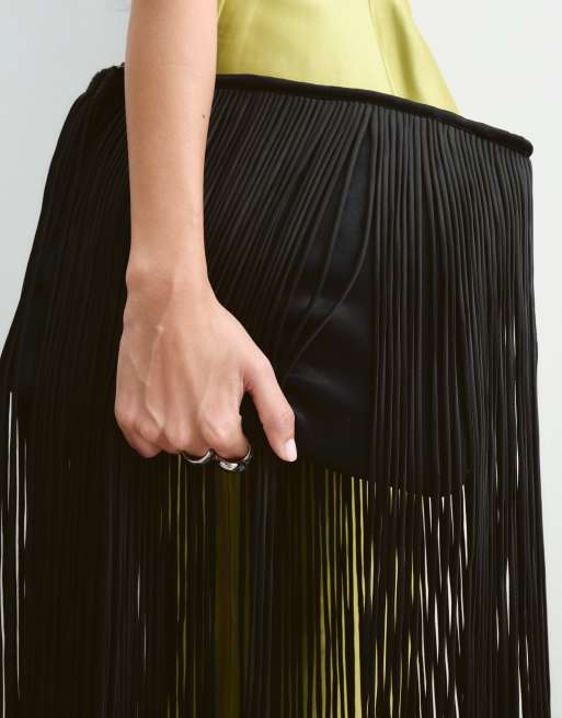 ARRANGE fringe clutch bag in black, 2 of 5