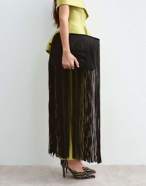 ARRANGE fringe clutch bag in black, 4 of 5