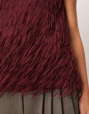 Arrange Fringe Texture Longline Bandeau Top In Burgundy