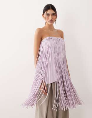 Arrange Fringed Bandeau Top In Pink