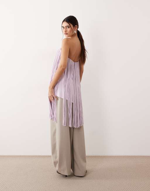 ARRANGE fringed bandeau top in lilac, 4 of 4
