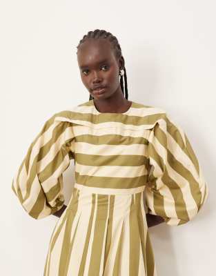 Arrange Full Midi Dress With Pleat Detail In Multi