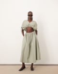 [ARRANGE] ARRANGE full skirt with drop waist detail in sage (part of a set)-Green 16 Sage