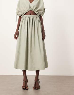 Arrange Full Skirt With Drop Waist Detail In Green