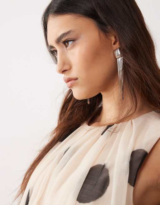 ARRANGE gathered drape maxi dress in mono spot print, 2 of 4