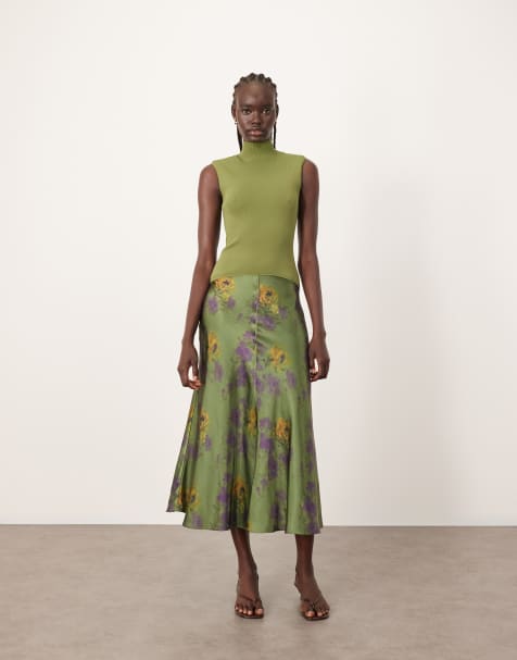 ARRANGE - Gebreide midi-jurk met verlaagde taille, satijnen rok met bloemenprint - view 1