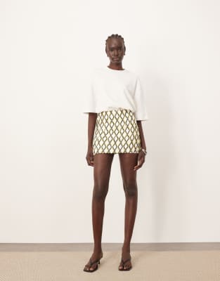 Arrange Geometric Grid Embellished Mini Skirt In Multi