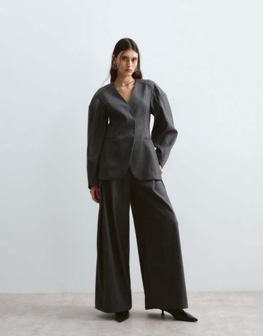 ARRANGE getailleerde co-ord set van twill in grijs, 3 van 4