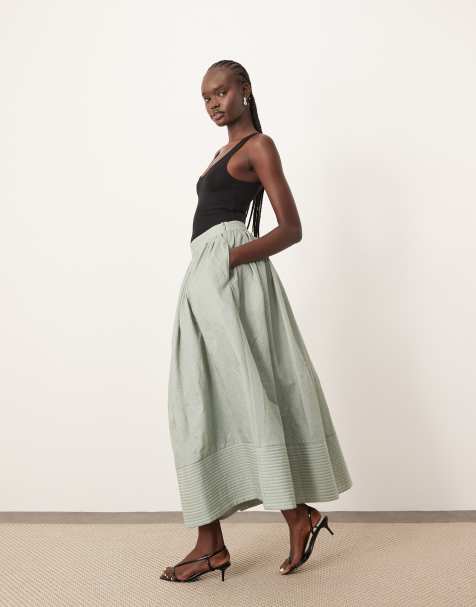 ARRANGE - Getextureerde maxi-rok met zakken in saliegroen - view 1