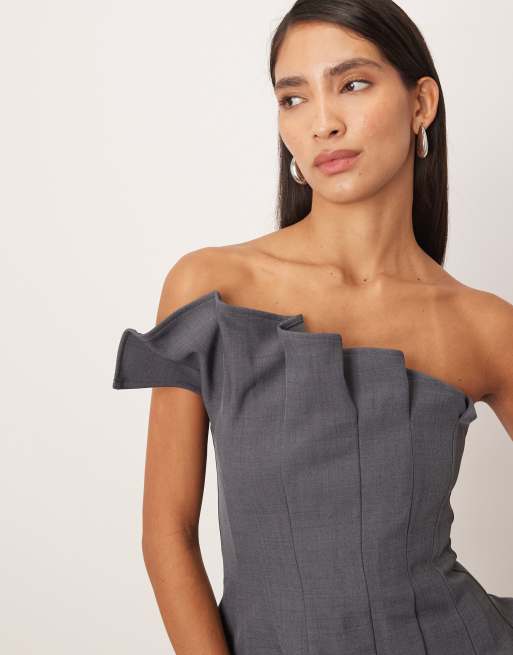 ARRANGE - Gevormde bandeau-top met lange pasvorm in antracietgrijs, 2 van 4